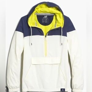New Balance for J. Crew Women's Windbreaker Jacket Coat Ivory Blue‎ Retro Medium
